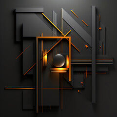 Naklejka premium futuristic abstract black and orange minimalistic and geometric design