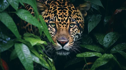 Tableau sur toile Animaux Elusive Jaguar Blend in Dense Jungle Foliage  © Andreas