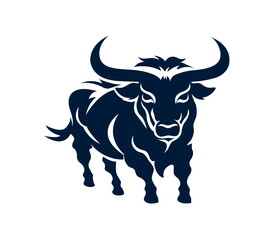 bull silhouette logo on white background manually created