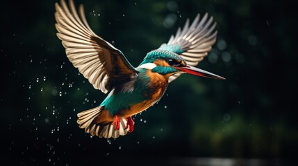 Naklejka premium Majestic Kingfisher in Mid-Flight