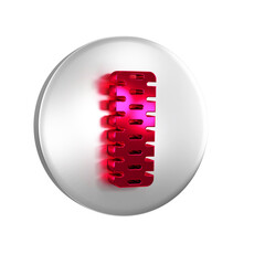 Red Car tire wheel icon isolated on transparent background. Silver circle button.