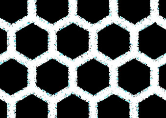 modern hexagonal pattern design featuring black cells amidst a gray and blue space. This is a contemporary hexagonal pattern design, showcasing white cells set against a backdrop of gray and blue spac - 676522131