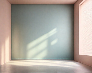 Fototapeta premium empty space in light color with a play of light and shadow on the wall and floor for mockup or creative work