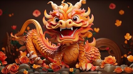 3D illustration, traditional chinese dragon