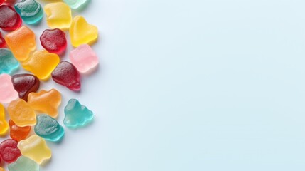 blue background for text with candies.