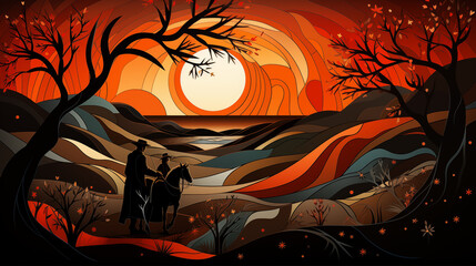 The Good Samaritan Parable Depiction: A thought-provoking artistic representation of The Good Samaritan parable, conveying the message of compassion and kindness