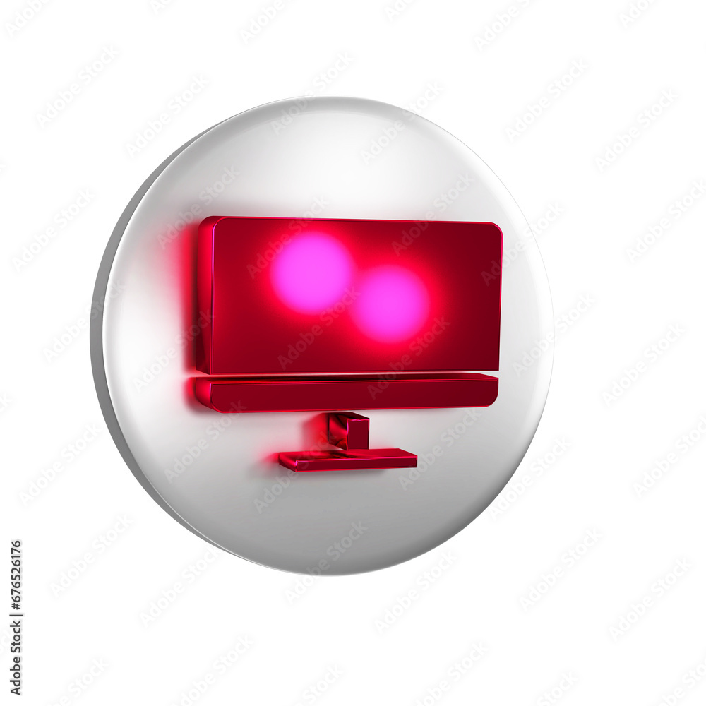 Poster red computer monitor screen icon isolated on transparent background. electronic device. front view. 