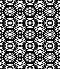 Black and white seamless abstract pattern. Background and backdrop. Grayscale ornamental design. Mosaic ornaments. Vector graphic illustration. EPS10.