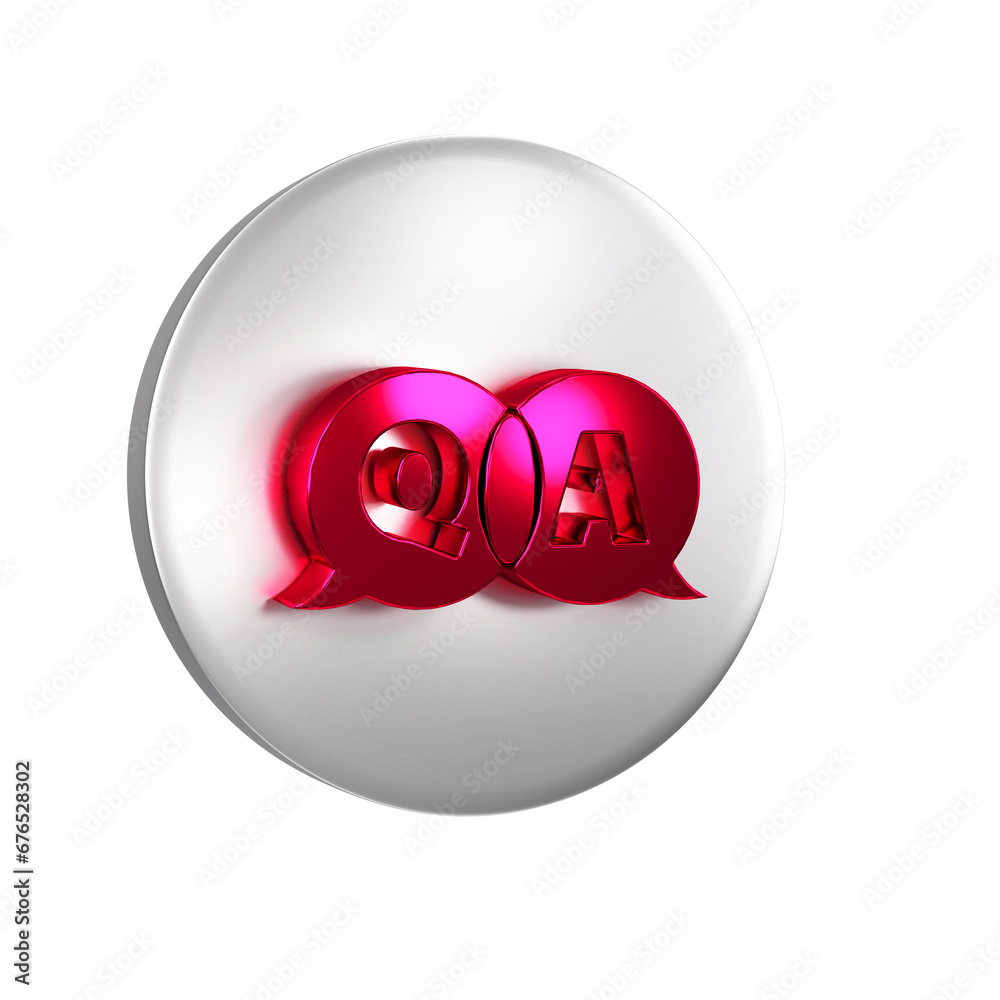 Poster red speech bubbles with question and answer icon isolated on transparent background. q and a symbol.