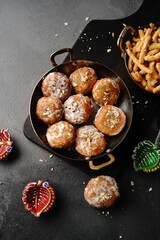 Homemade Balushahi or Badusha - tradition Indian Diwali sweets, selective focus
