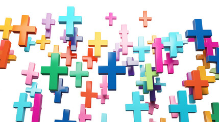 Obraz premium Abstract background made with 3D render colorful cross shapes. Generative AI
