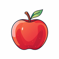 An apple flat icon in a white background