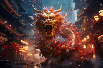 Chinese Dragon, Chinese new year, year of the dragon - obrazy, fototapety, plakaty