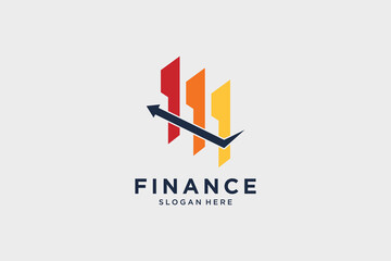 Finance logo design for invest business with growth arrow and creative idea
