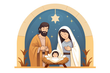 christmas nativity scene, children's drawing of the birth of Jesus Christ