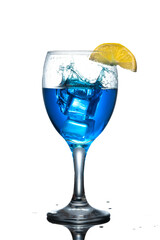 isolated blue drink in glass
