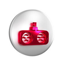 Red Gamepad icon isolated on transparent background. Game controller. Silver circle button.
