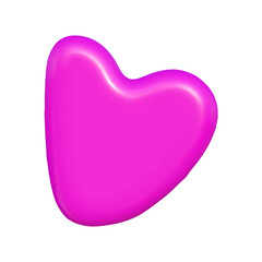 3d abstract y2k element heart. Plastic colorful playful doodle shape. 3d vector render.