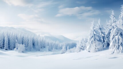 Fototapeta na wymiar winter landscape with snow-covered trees and a serene atmosphere