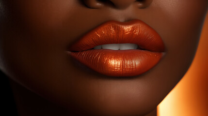 Beautiful natural lips of an African American woman, black woman.