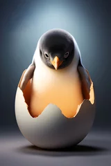 Fototapeten Cute little penguin in an egg. © Лариса Люндовская