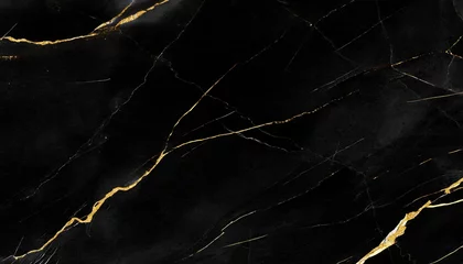 Fotobehang Textured of the black marble background. Gold and white patterned natural of dark gray marble texture. © CreativeStock
