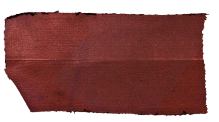 old red cloth fabric sticker isolated, sticker with folding mark, png asset, design element.