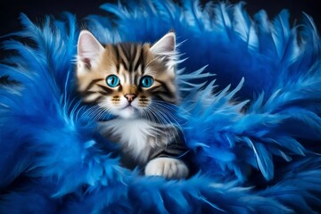 cat on blue background