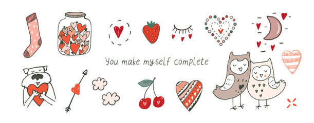 Valentine's day vector illustrations set. - 676535326
