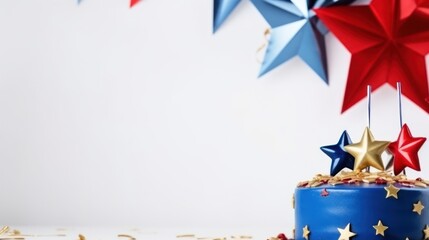 birthday holiday background, blue, red, gold colors