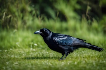 crow on the grass