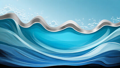 transparent water wave blue silver copy space for text isolated aqua blue silver cartoon wave for...