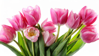Fototapeta premium pink tulips isolated on white