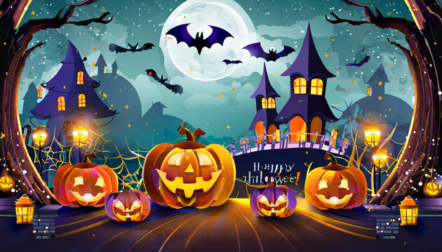 happy halloween and scary night background