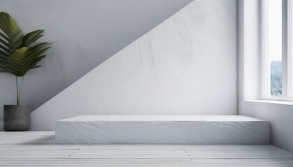 Obraz premium Product Platform. Home Decoration with Modern Designed Flower Pots. Minimalist Style. Pots That Add Liveliness to the Windowsill