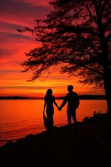 A romantic sunset A picturesque scene of a beautiful sun