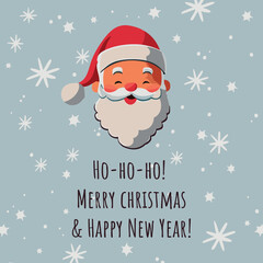 Ho-ho-ho Santa Claus Christmas gift card. Vector present card