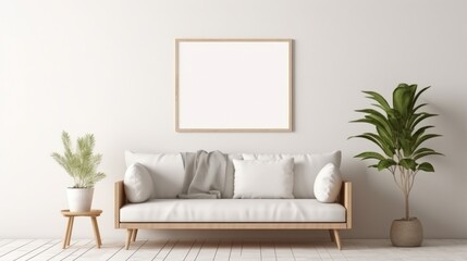 Living Room with Blank Picture Frame