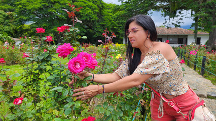 woman picking flowers