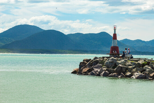 lighthouse on the coast,  Barra canal, Lagoa da Conceição, Florianópolis - SC, Brazil