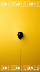 Black Friday. Black balloons with yellow background.	