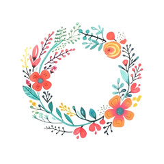 watercolor floral wreath isolated