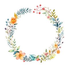 Fototapeta na wymiar watercolor floral wreath isolated