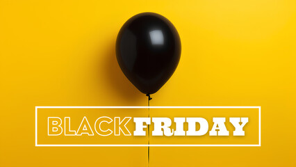 Black Friday. Black balloons with yellow background.