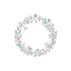 watercolor floral wreath isolated