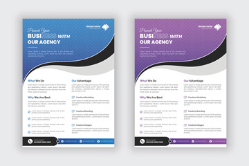 Modern corporate business flyer template design set with 2 color variation. Marketing, business proposal, promotion flyer. Vector illustration
