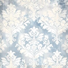 Fototapeta na wymiar Old distressed white wallpapers with beautiful vintage patterns.