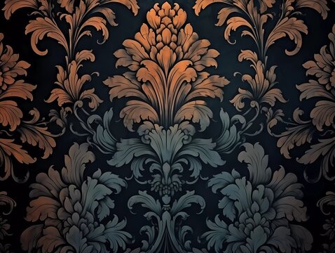 Fototapeta Old distressed dark wallpapers with beautiful vintage patterns.
