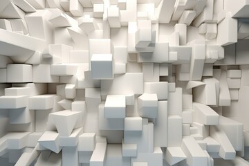 Abstract 3D white geometric design. Generative AI