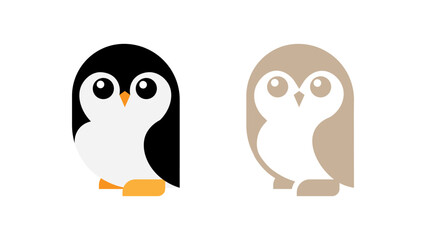 Fun penguin (beautiful, cute) vector, logo, illustration